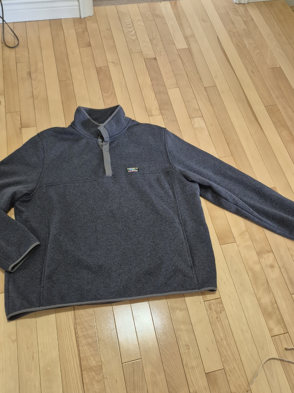 L.L. BEAN  Quarter-Snap Fleece Pullover - Dark Heather Gray